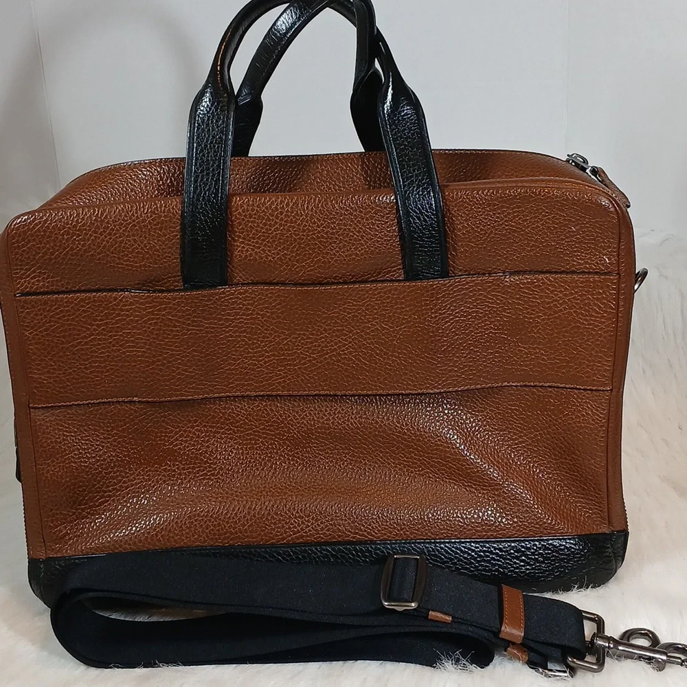 Coach Hamilton Brown Leather Double Zip Men's Briefcase/ Shoulder Bag - Picture 3 of 16